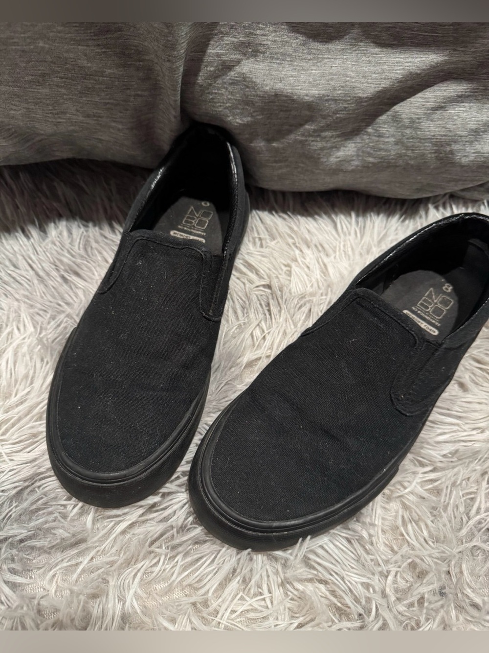 No Boundaries Black Slip-On Canvas Flats